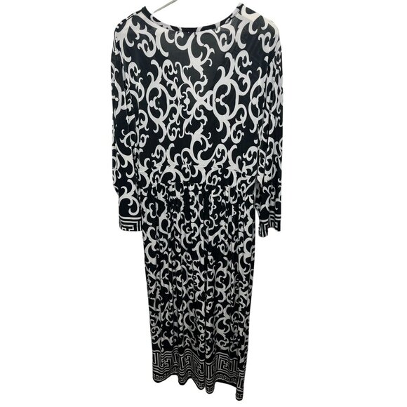 Lapogee 2X Black White Geometric Print Maxi Dress Boho Chic - Picture 2 of 10